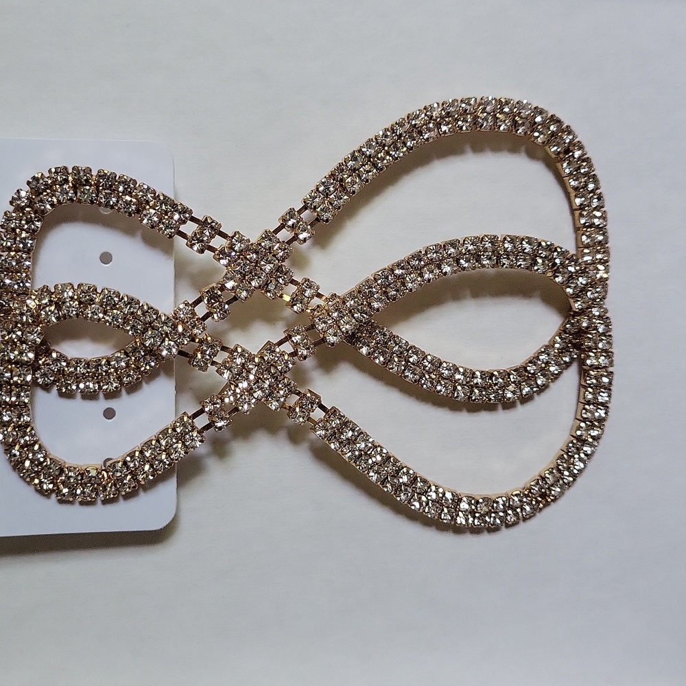 True Love Gold Rhinestone Earrings - Picture 2 of 5
